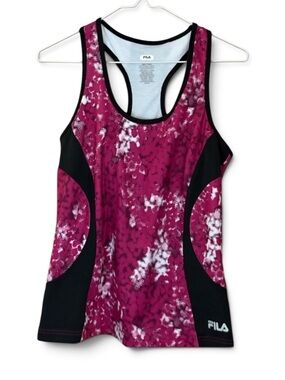 Fila Women's Workout Pink and Black Tank Top with Shelf Bra